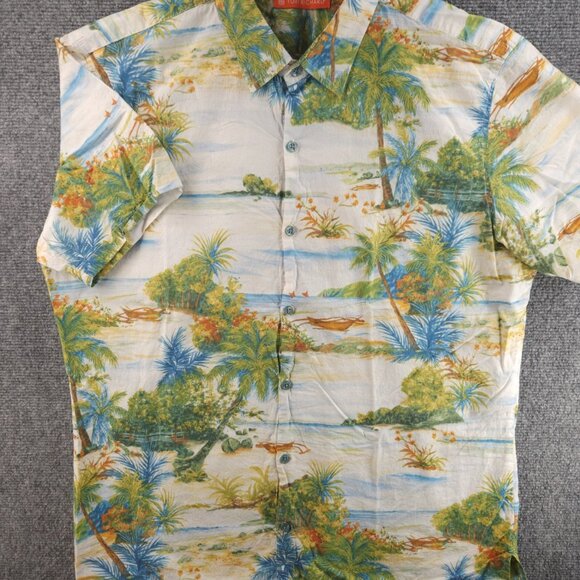 Tori Richard Beach Scene Print Hawaii Large Short Sleeve Colorful Cotton USA - Picture 2 of 16